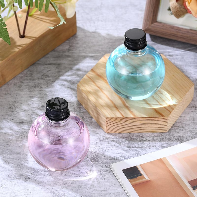 Layhit 24 Pcs Spherical Plastic Potion Bottles Ball Shape Round Bottles 3.4 oz Sand Art Jar with 5 Funnels Decorative ‌container Candy Jar for Valentines Birthday DIY Crafts (Black,Aluminum Lid) - Image 5